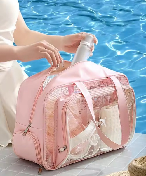 VIBGYOR(ヴィブジョー)の「LESRIRE/シューズポケットつきジム・フィットネスバッグ L9194(ボストンバッグ・レディース・ブラック/ピンク/グリーン/グレー/ベージュ・FREE)」の5枚目の写真