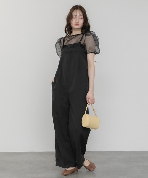 セール】パワショルシアーブラウス / シアー パフスリーブ 半袖 無地