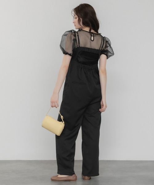 セール】パワショルシアーブラウス / シアー パフスリーブ 半袖 無地