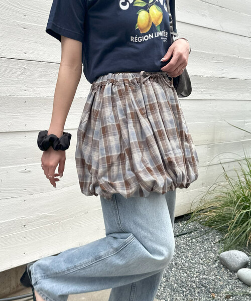 DISCOAT（ディスコート）の「【umm.】チェックバルーンミニスカート（スカート・レディース・ブラウン/キャメル・FREE）」の16枚目の写真