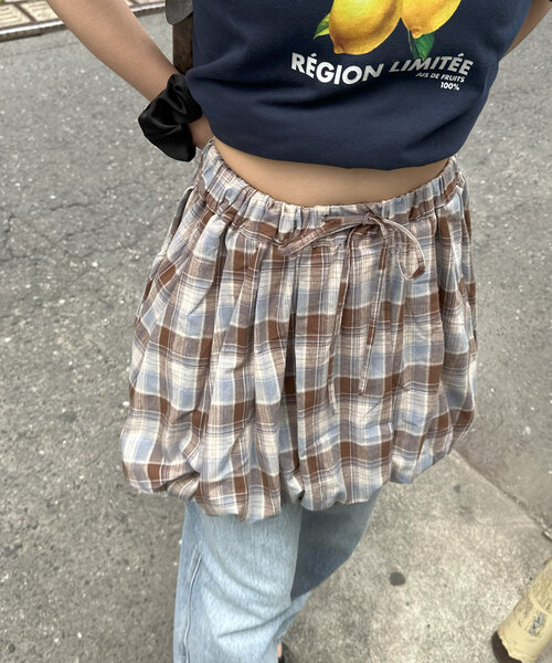 DISCOAT（ディスコート）の「【umm.】チェックバルーンミニスカート（スカート・レディース・ブラウン/キャメル・FREE）」の14枚目の写真