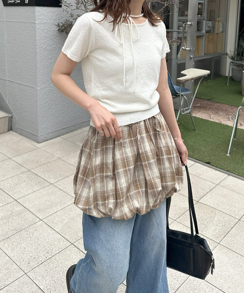 DISCOAT（ディスコート）の「【umm.】チェックバルーンミニスカート（スカート・レディース・ブラウン/キャメル・FREE）」の11枚目の写真