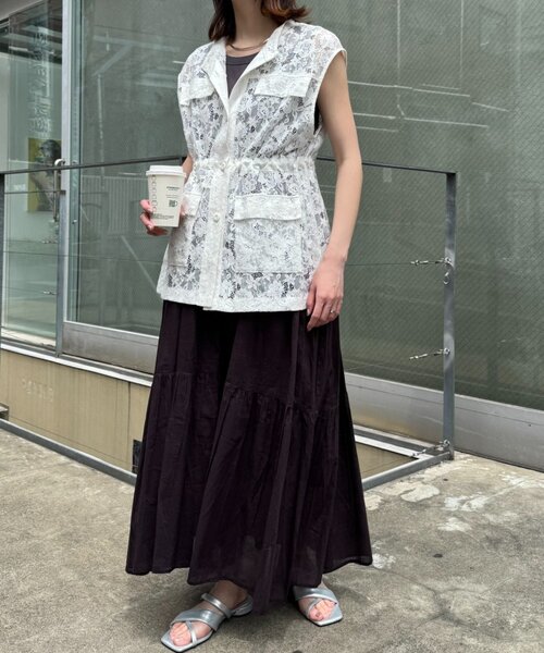 CIAOPANIC TYPY（チャオパニックティピー）の「レースミリタリーベスト（ベスト・レディース・ホワイト/オフホワイト/ブラック・ONE SIZE）」の13枚目の写真