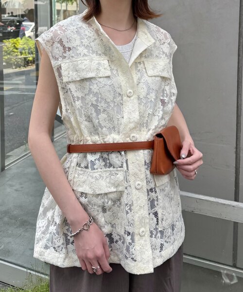 CIAOPANIC TYPY（チャオパニックティピー）の「レースミリタリーベスト（ベスト・レディース・ホワイト/オフホワイト/ブラック・ONE SIZE）」の19枚目の写真