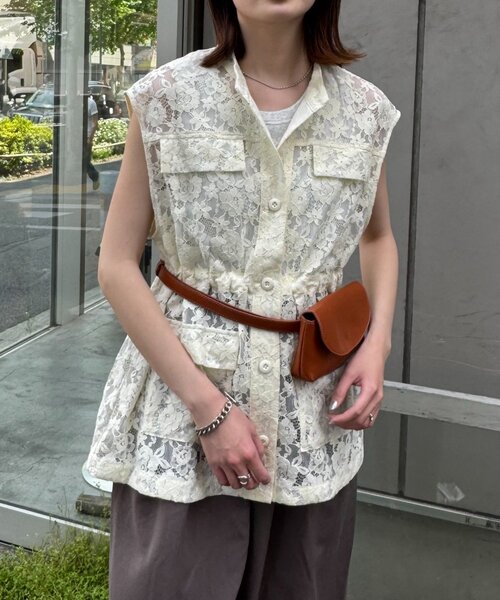 CIAOPANIC TYPY（チャオパニックティピー）の「レースミリタリーベスト（ベスト・レディース・ホワイト/オフホワイト/ブラック・ONE SIZE）」の21枚目の写真