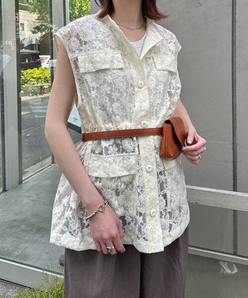 CIAOPANIC TYPY（チャオパニックティピー）の「レースミリタリーベスト（ベスト・レディース・ホワイト/オフホワイト/ブラック・ONE SIZE）」の22枚目の写真