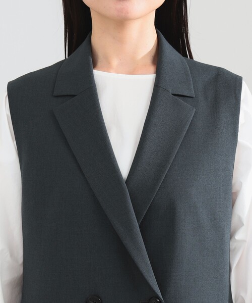 Demi-Luxe BEAMS(デミルクス ビームス)の「【12/4値下げ】トロピカル 2ボタン ジレ(ベスト・レディース・チャコールグレー/ネイビー・36/38)」の4枚目の写真