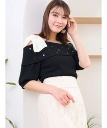 andwang オフショルダービジュートップス ジェイダ GYDA 2WAYオフショルトップス （オフホワイト