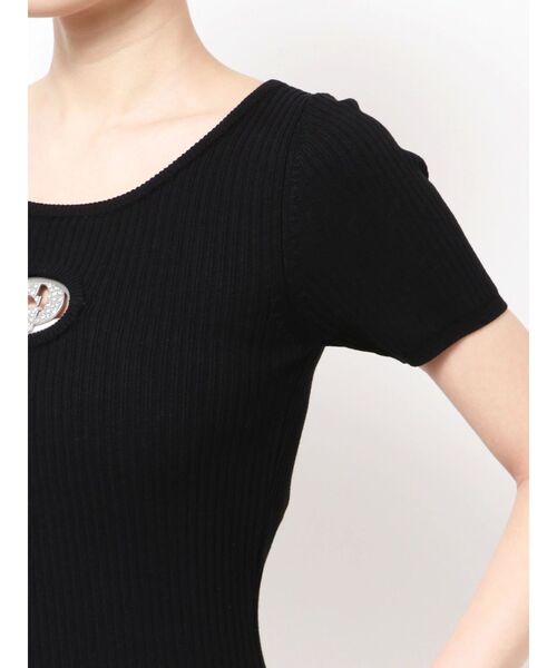 GYDA（ジェイダ）の「GD bijou MOLD ハーフスリーブ ニットワンピース（ワンピース・レディース・ピンク/ブラック/オフホワイト・FREE）」の8枚目の写真