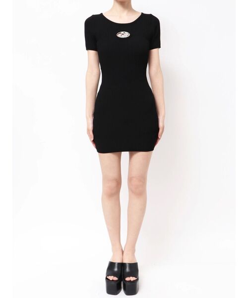 GYDA（ジェイダ）の「GD bijou MOLD ハーフスリーブ ニットワンピース（ワンピース・レディース・ピンク/ブラック/オフホワイト・FREE）」の4枚目の写真