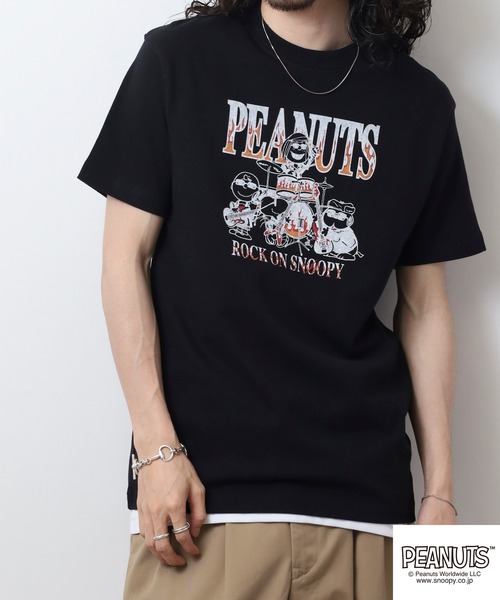 PEANUTS(ピーナッツ)の「PEANUTS プリントTシャツ(Tシャツ/カットソー・メンズ・ブラック/ホワイト系/ブラック系/ホワイト/ブラック系1・S/M/L)」の22枚目の写真