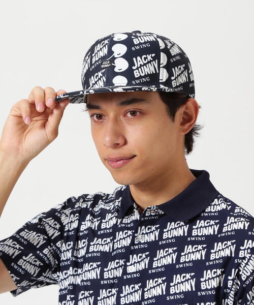 Jack Bunny!!(ジャックバニー)の「【Jack Bunny!!】プリントフラットブリムキャップ (UNISEX)(キャップ・レディース・ホワイト/ネイビー・FREE)」の2枚目の写真