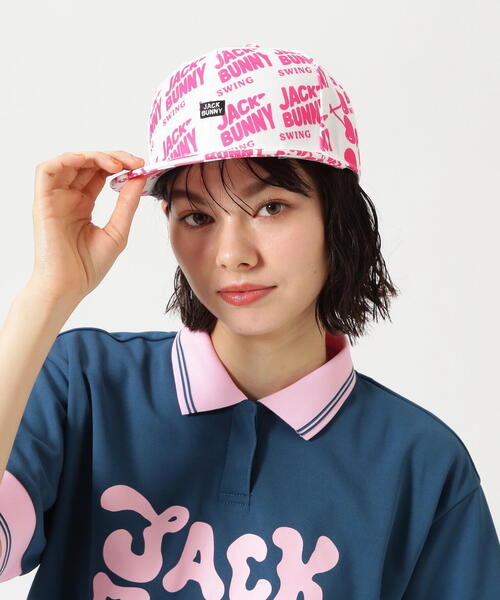 Jack Bunny!!(ジャックバニー)の「【Jack Bunny!!】プリントフラットブリムキャップ (UNISEX)(キャップ・レディース・ホワイト/ネイビー・FREE)」の1枚目の写真