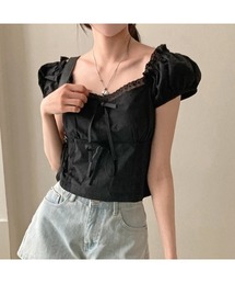 ♢美品♢PDX/黒トップス/断ち切り変形フリルノースリーブ トップス