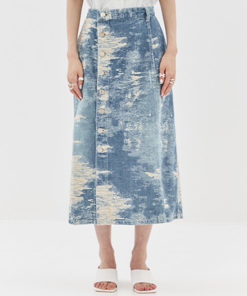 TAAKK（ターク）の「【TAAKK/ターク】DENIM SKIRT/デニムスカート/タイトスカート（デニムスカート・レディース・グレー/ダークインディゴブルー・2/1）」の5枚目の写真