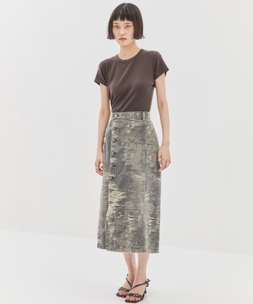 TAAKK（ターク）の「【TAAKK/ターク】DENIM SKIRT/デニムスカート/タイトスカート（デニムスカート・レディース・グレー/ダークインディゴブルー・2/1）」の14枚目の写真