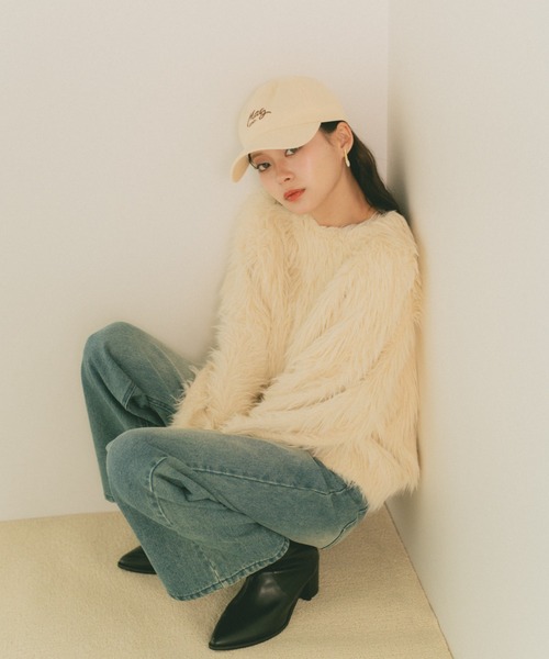 VANNIE U（ヴァニーユー）の「フェザーヤーンニットプルオーバー（ニット/セーター・レディース・アイボリー/チャコールグレー/ベージュ・FREE）」の18枚目の写真