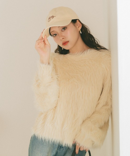 VANNIE U（ヴァニーユー）の「フェザーヤーンニットプルオーバー（ニット/セーター・レディース・アイボリー/チャコールグレー/ベージュ・FREE）」の17枚目の写真