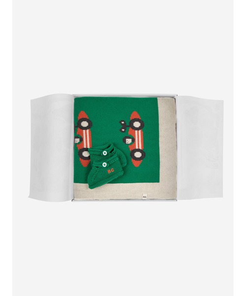 BOBO CHOSES(ボボショーズ)の「Race Car knitted gift set(ベビーギフト・キッズ・ライトグリーン・ONE SIZE)」の1枚目の写真