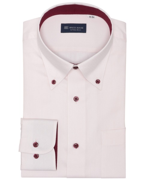 TOKYO SHIRTS(トウキョウシャツ)の「形態安定ノンアイロン ボタンダウン 長袖ビジネスワイシャツ(ビジネスシャツ・メンズ・ピンク・首回り37cm-裄丈80cm/首回り39cm-裄丈80cm/首回り43cm-裄丈86cm/首回り39cm-裄丈84cm/首回り41cm-裄丈82cm/首回り41cm-裄丈86cm/首回り42cm-裄丈82cm/首回り42cm-裄丈86cm/首回り43cm-裄丈82cm)」の1枚目の写真