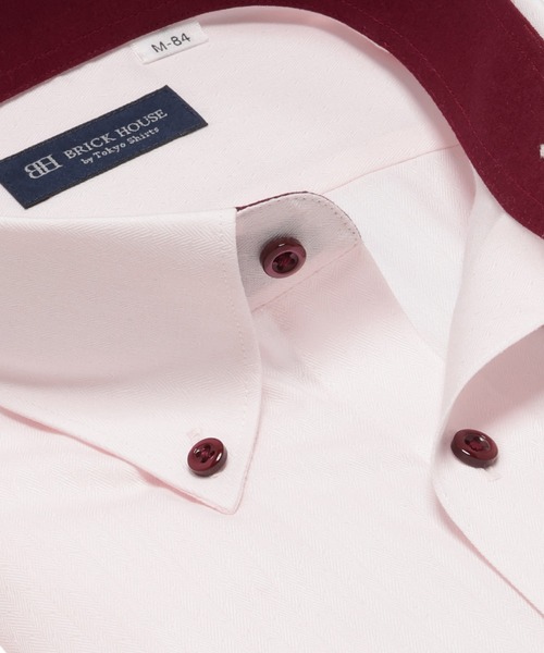 TOKYO SHIRTS(トウキョウシャツ)の「形態安定ノンアイロン ボタンダウン 長袖ビジネスワイシャツ(ビジネスシャツ・メンズ・ピンク・首回り37cm-裄丈80cm/首回り39cm-裄丈80cm/首回り43cm-裄丈86cm/首回り39cm-裄丈84cm/首回り41cm-裄丈82cm/首回り41cm-裄丈86cm/首回り42cm-裄丈82cm/首回り42cm-裄丈86cm/首回り43cm-裄丈82cm)」の2枚目の写真