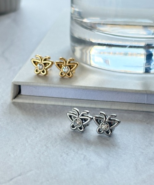 ciite' surgical stainless(シーテサージカルステンレス)の「【 金属アレルギー対応 】ミニビジューバタフライピアス サージカルステンレス(両耳用)(ピアス(両耳用)・レディース・ゴールド/シルバー・FREE)」の4枚目の写真