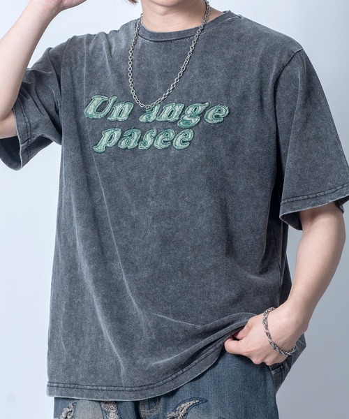 Chemical wash apply a logo T-shirt/ケミカルウォッシュ ロゴ貼り付け