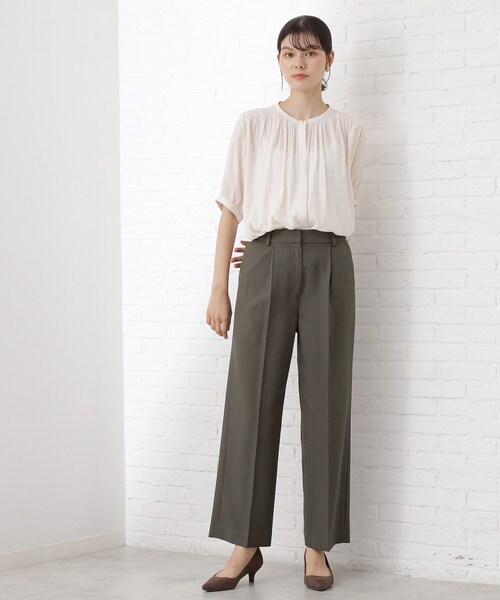 THE SHOP TK (ザ ショップ ティーケー )の「ストレートワイドパンツ【セットアップ可/洗える】(その他パンツ・レディース・スミクロ/ナチュラル・12/13)」の12枚目の写真