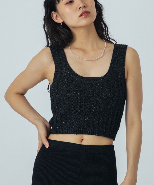 ROSE BUD（ローズバッド）の「(CREOLME)LAME KNIT BUSTIER（その他トップス・レディース・ブラック/ベージュ・ONE SIZE）」の2枚目の写真