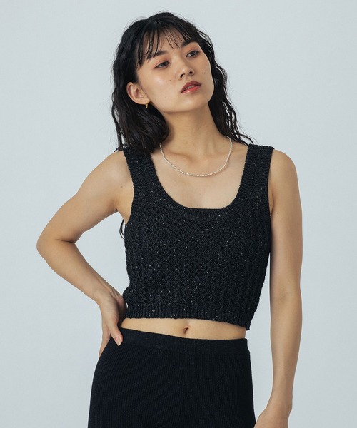 ROSE BUD（ローズバッド）の「(CREOLME)LAME KNIT BUSTIER（その他トップス・レディース・ブラック/ベージュ・ONE SIZE）」の3枚目の写真