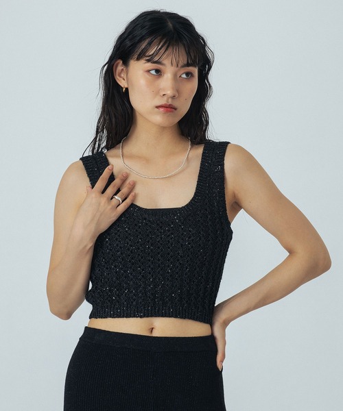 ROSE BUD（ローズバッド）の「(CREOLME)LAME KNIT BUSTIER（その他トップス・レディース・ブラック/ベージュ・ONE SIZE）」の5枚目の写真