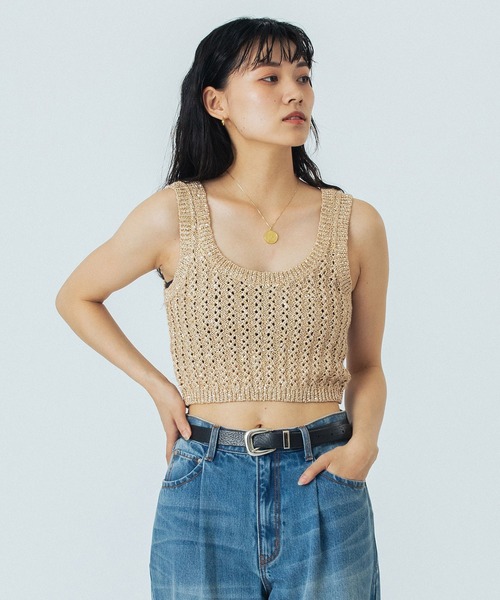 ROSE BUD（ローズバッド）の「(CREOLME)LAME KNIT BUSTIER（その他トップス・レディース・ブラック/ベージュ・ONE SIZE）」の10枚目の写真