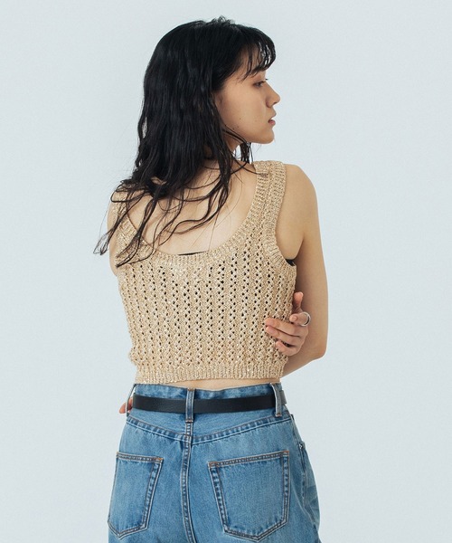 ROSE BUD（ローズバッド）の「(CREOLME)LAME KNIT BUSTIER（その他トップス・レディース・ブラック/ベージュ・ONE SIZE）」の12枚目の写真