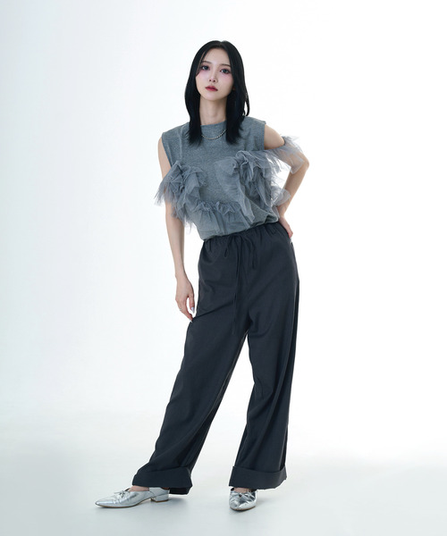 DAESE TOKYO(デセトウキョウ)の「『DAESE TOKYO/デセトウキョウ』天竺チュールドッキングPO(Tシャツ/カットソー・レディース・オフホワイト/杢グレー/ブラック・FREE)」の19枚目の写真