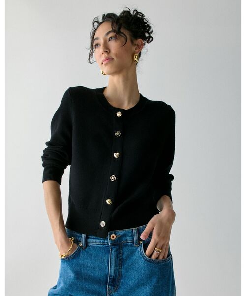 kate spade new york（ケイトスペード ニューヨーク）の「ノベルティ ボタン ネル カーディガン（カーディガン/ボレロ・レディース・ブラック・SMALL/MEDIUM）」の2枚目の写真