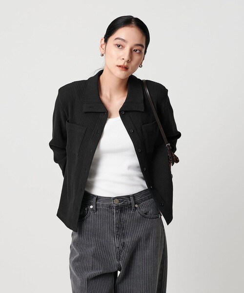 セール】コットン リブハイネックカーディガン ウォッシャブル