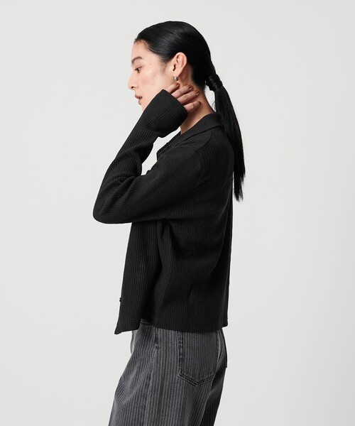 セール】コットン リブハイネックカーディガン ウォッシャブル