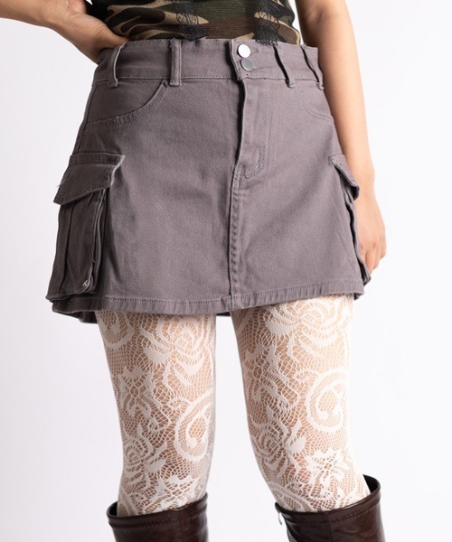 Vini（ヴィニ）の「【Vini】カーゴ ミニスカート（スカート・レディース・カーキ/グレー・SMALL/MEDIUM/LARGE）」の2枚目の写真