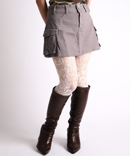 Vini（ヴィニ）の「【Vini】カーゴ ミニスカート（スカート・レディース・カーキ/グレー・SMALL/MEDIUM/LARGE）」の5枚目の写真