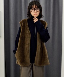 新品タグ有✩本物✩レッキス✩ファーベスト✩ロングジレ✩柔らか✩軽い✩ポケット有 ジレ ロングジレ ファージレ」に該当するファッション通販