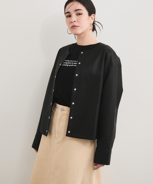 le cercle ADAM ET ROPE'(ルセルクルアダムエロペ)の「シンセティックレザーブルゾン/セットアップ対応(ブルゾン・レディース・キナリ/ダークブラウン/ブラック・FREE)」の18枚目の写真