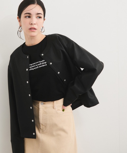 le cercle ADAM ET ROPE'(ルセルクルアダムエロペ)の「シンセティックレザーブルゾン/セットアップ対応(ブルゾン・レディース・キナリ/ダークブラウン/ブラック・FREE)」の8枚目の写真