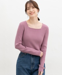 Honeys（ハニーズ）の「【しなやかニット・ヒアルロン酸加工】ヒアルロンスクエアネック（ニット/セーター）」
