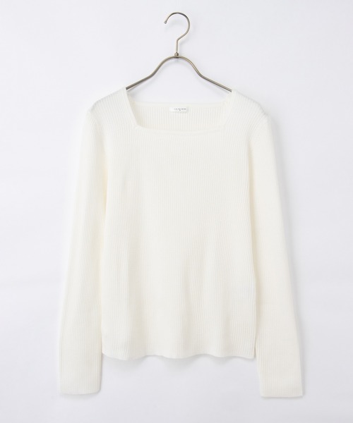 Honeys(ハニーズ)の「【しなやかニット・ヒアルロン酸加工】ヒアルロンスクエアネック(ニット/セーター・レディース・ブラック/ピンク系その他/ホワイト×ブラック/アイボリー/グレイッシュブルー/イエロー/ネイビー/ベージュ・S/M/LL/L)」の9枚目の写真