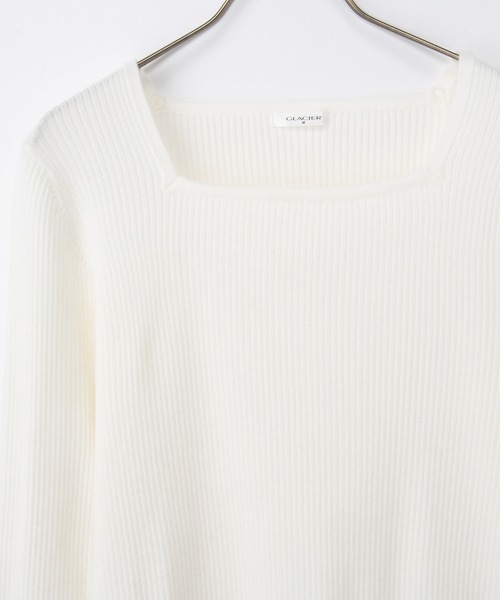 Honeys(ハニーズ)の「【しなやかニット・ヒアルロン酸加工】ヒアルロンスクエアネック(ニット/セーター・レディース・ブラック/ピンク系その他/ホワイト×ブラック/アイボリー/グレイッシュブルー/イエロー/ネイビー/ベージュ・S/M/LL/L)」の10枚目の写真