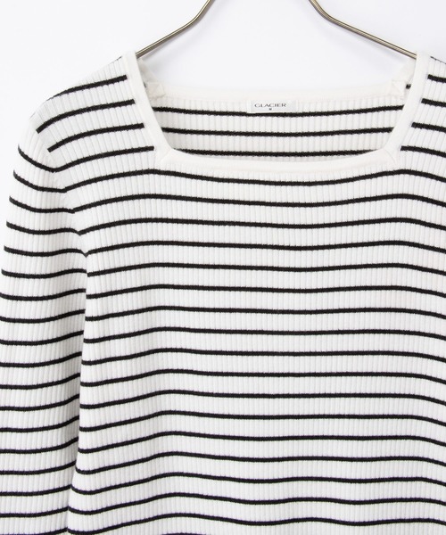 Honeys(ハニーズ)の「【しなやかニット・ヒアルロン酸加工】ヒアルロンスクエアネック(ニット/セーター・レディース・ブラック/ピンク系その他/ホワイト×ブラック/アイボリー/グレイッシュブルー/イエロー/ネイビー/ベージュ・S/M/LL/L)」の18枚目の写真