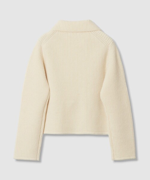 allureville（アルアバイル）の「片畦ニットジャケット（テーラードジャケット・レディース・オフホワイト/グレー系その他/レッド・2）」の4枚目の写真