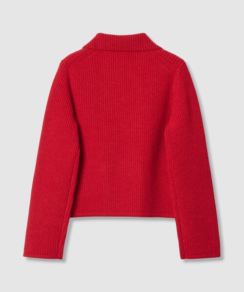 allureville（アルアバイル）の「片畦ニットジャケット（テーラードジャケット・レディース・オフホワイト/グレー系その他/レッド・2）」の6枚目の写真