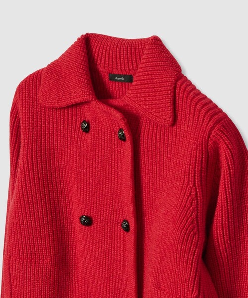 allureville（アルアバイル）の「片畦ニットジャケット（テーラードジャケット・レディース・オフホワイト/グレー系その他/レッド・2）」の7枚目の写真