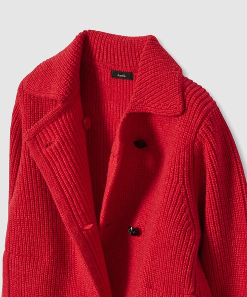allureville（アルアバイル）の「片畦ニットジャケット（テーラードジャケット・レディース・オフホワイト/グレー系その他/レッド・2）」の8枚目の写真